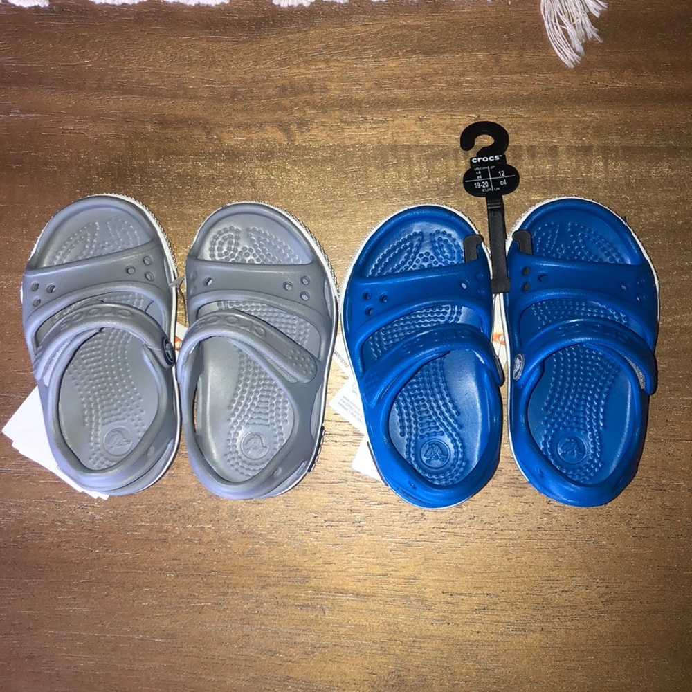 2 pair bundle of croc sandals for baby